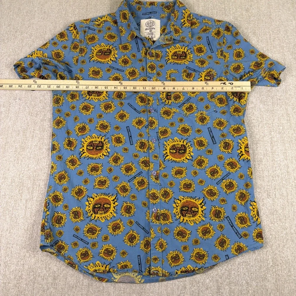 Sublime Shirt Men Sz Medium 4:20 Sun All-Over Print Button Down Short sleeve